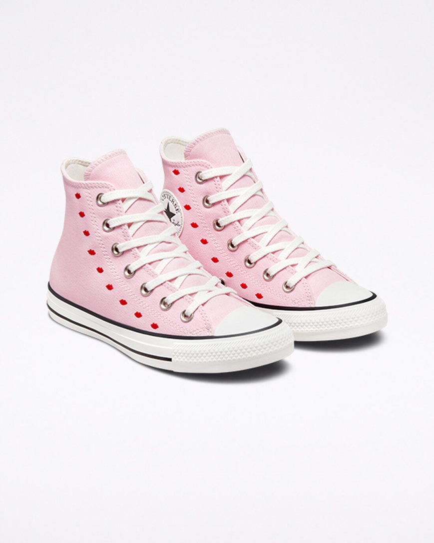 Tenisky Vysoke Converse Chuck Taylor All Star Embroidered Lips Damske Ruzove Biele | SK SUBDI8